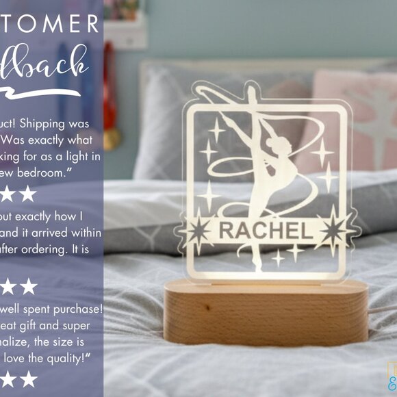 Personalized Gymnastics Night Light – Custom LED Lamp for Gymnasts - Picture 7 of 8